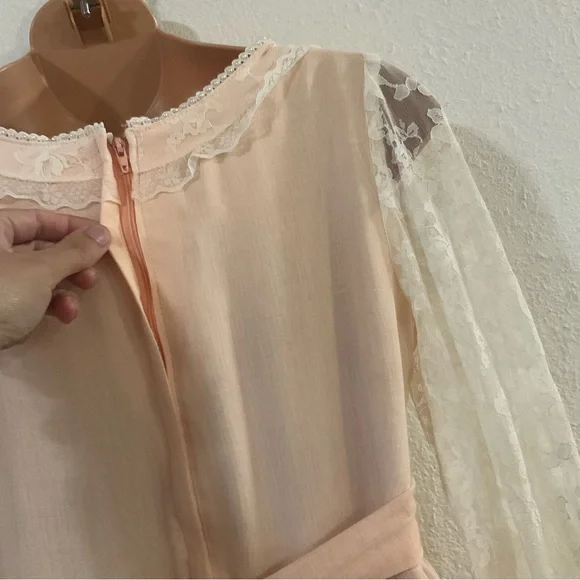 RARE Vintage Gunne Sax Full Skirt Boho Long Lace Up Corset Ruffled Maxi Dress - Picture 12 of 14